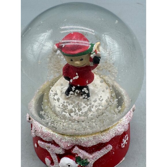 Vintage Christmas Snow Globe with Elf Figurine & Joy Base No Liquid Used READ - Picture 3 of 8